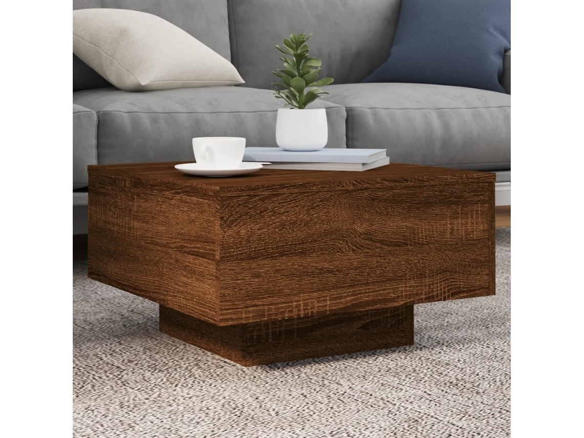 Vidaxl Mesa De Centro Com Luzes Led 55x55x31 Cm Carvalho Castanho