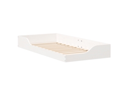 Conjunto 1 Cama De Plataforma Vidaxl Branco Madeira De Pinho Maciça (100 X 200 Cm)