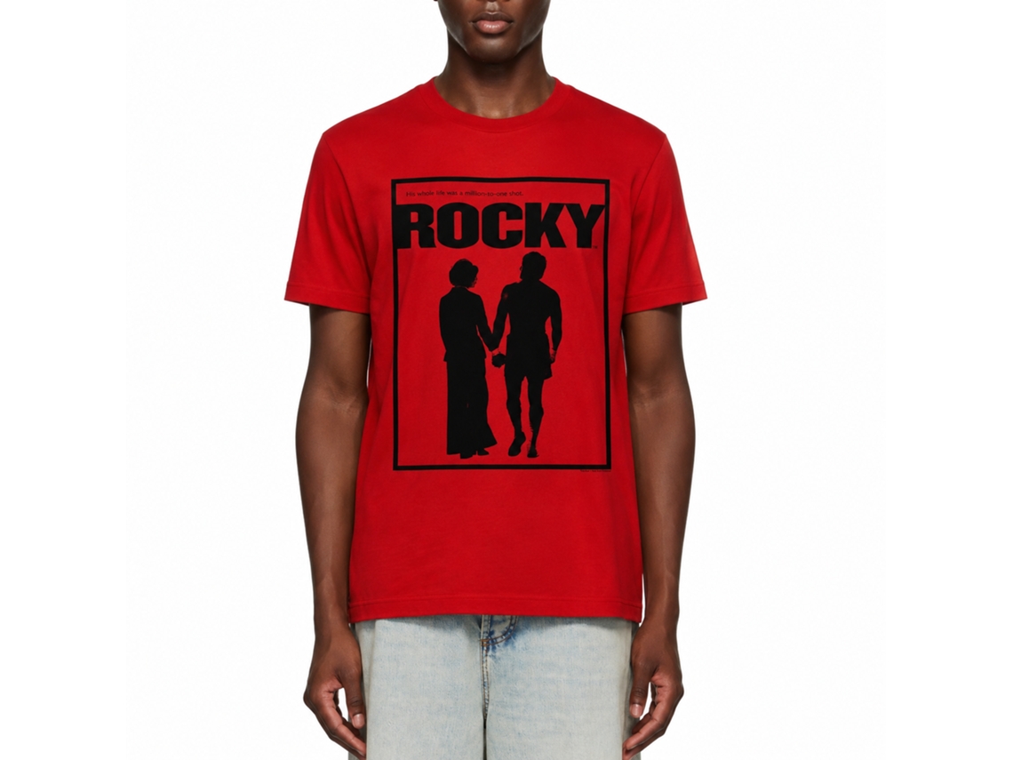 Rockinstone Rocky Movie Poster Solid Red Adult T-shirt Size:m