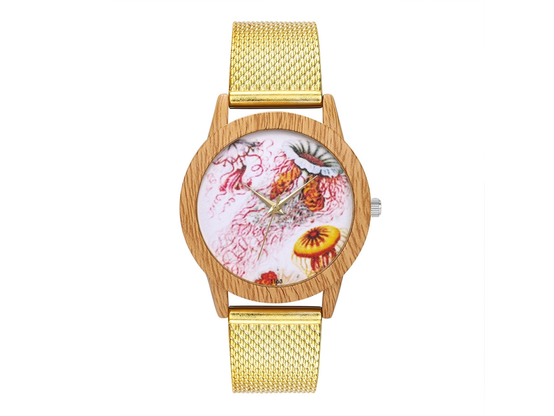 Relógio de quartzo dourado moderno com pulseira de silicone para unissex