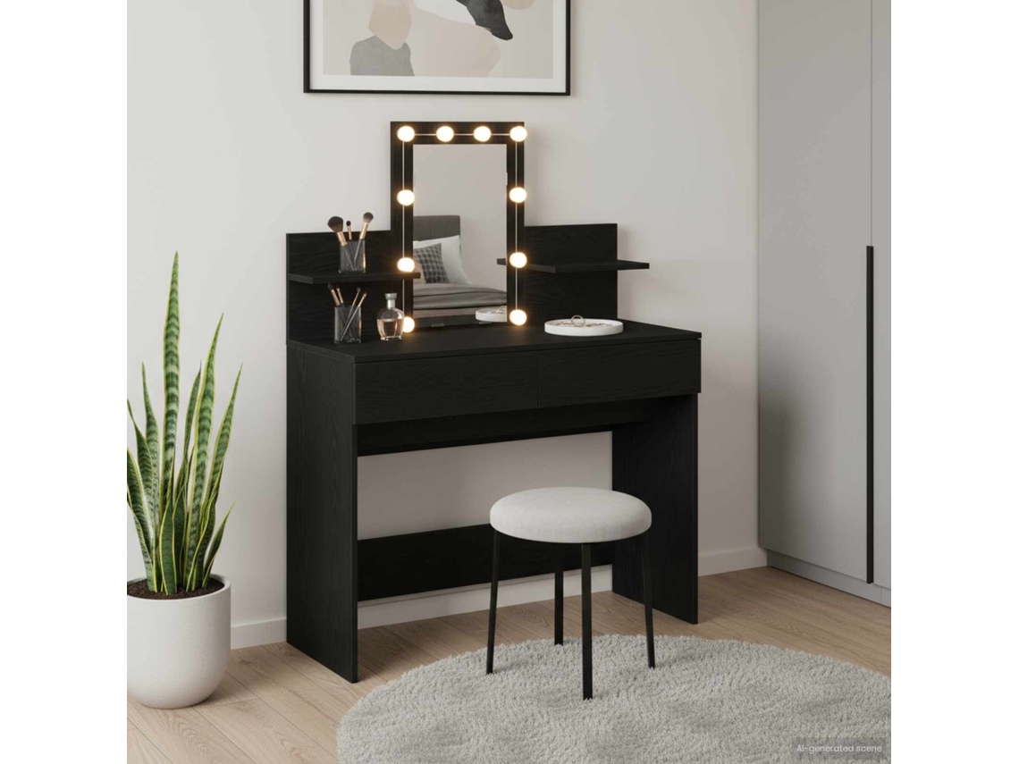 Vidaxl Mesa De Vestir Com Gaveta Carvalho Preto 100 X 40 X 130 Cm