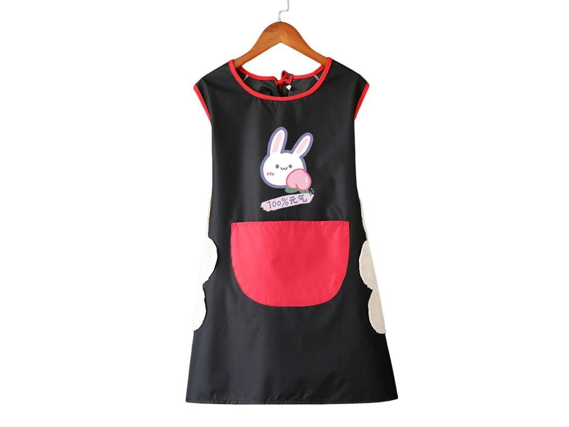 Delantal De Cozinha Com Estampa De Desenhos Animados Bonitos, Ajustável, Impermeável E Anti-óleo Negro Rojo