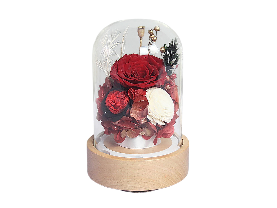 Caixa De Música Rosa Eterna Rotação Decoração Artisanal