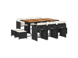 Garden Dining Set, Garden Dining Sets Vidaxl Preto Rattan / Vime (n/a)