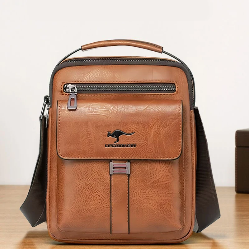 (bj821 Cáqui) Bolsa Transversal Clássica Em Couro Pu Com Vários Bolsos, Resistente E Com Design Retrô.