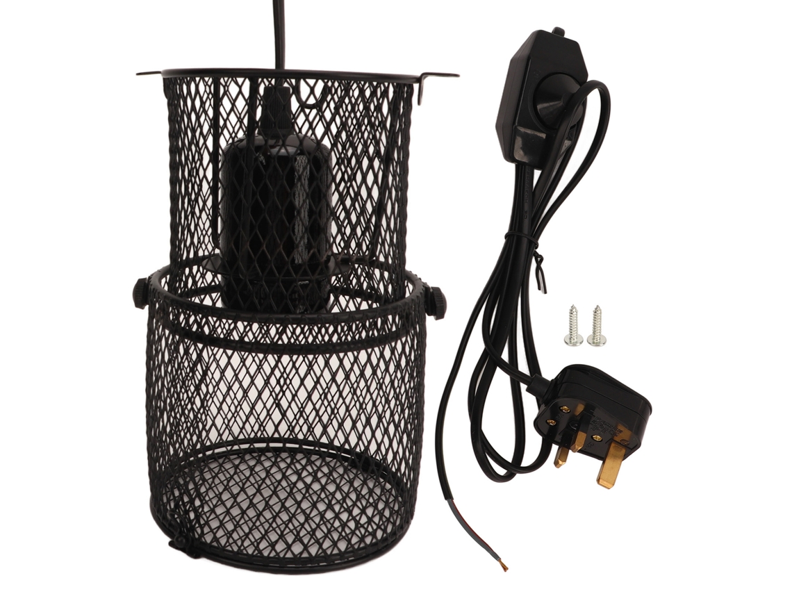 Guarda de lâmpada de aquecimento para répteis com base cerâmica E27 plug UK 220‑240V retrátil | S/MARCA