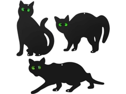 3 Peças Deterrentes Gato Preto Jardim Silhuetas De Ferro Com Olhos De Mármore