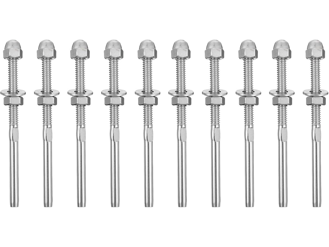 Kit Com 10 Tensores De Cabo Em Aço Inoxidável Prateado Para Sistema De Cabos.