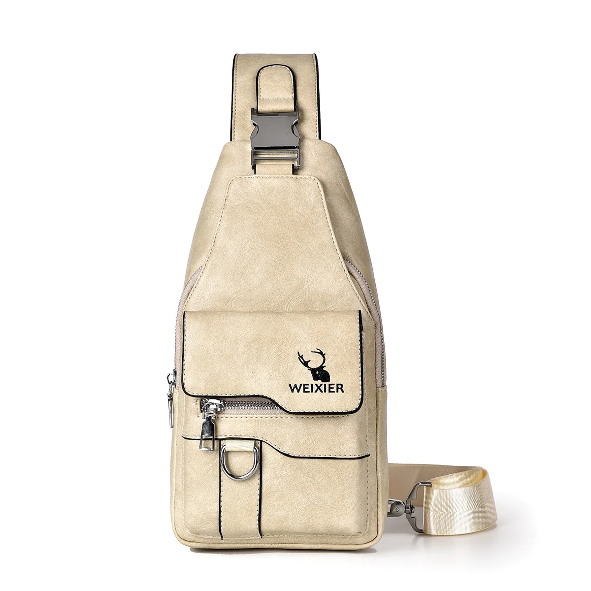 (x327-bege) Nova Bolsa De Peito Masculina Moderna, Bolsa De Ombro Unissex Para Viagem