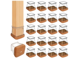 Protetor De Pés De Cadeira,32 Peças Transparente,base De Silicone Com Feltro Espesso,ideal Para Pisos De Madeira Btforus (ajuste 20 26mm)