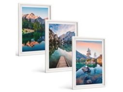 Galeria De Pinturas Murais Lagos De Montanha, Floresta, Reflexo Moldura Branca Imagens Para Um Quarto Infantil Espelharte (3 Piezas De 40x60 Cm)