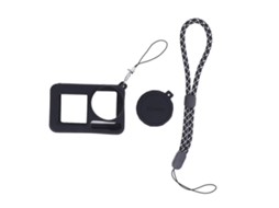 Silicone Case For Action 5 Pro Washable Soft Anti Collision Sports Camera Silicone Cover With Lens Cap Lanyard Black LAXISCREED