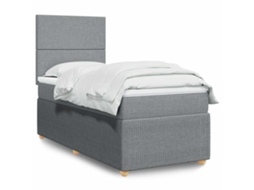 Vidaxl Cama Com Molas/colchão 80x200 Cm Tecido Cinza-claro