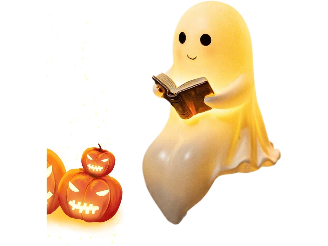 Lanterna Fantasma para Leitura Abajur Fofo Enfeite de Mesa Halloween em Resina Cabeceira Bancada Estante Escrit Rio Casa VAYOTOY