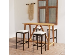 Conjunto 5 Pcs de Bar para Jardim com Almofadões Castanho PANGSHIYUAN