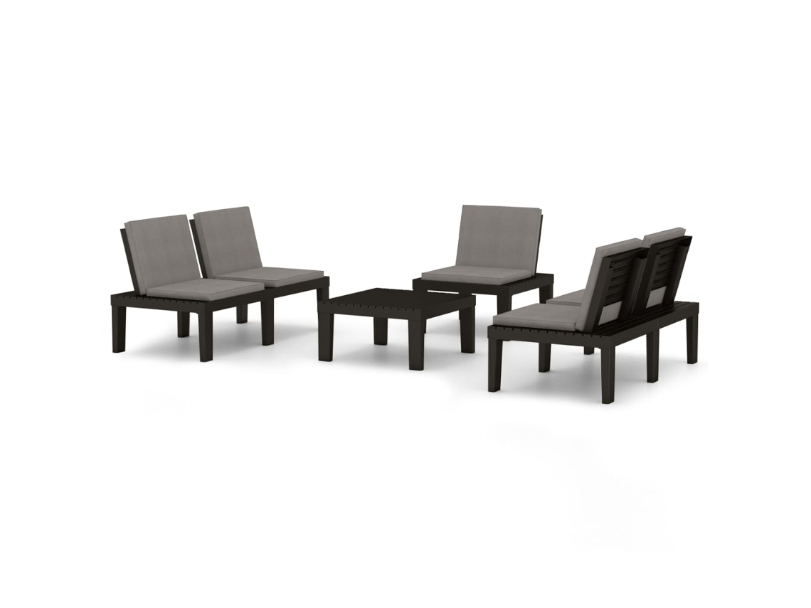 Conjunto de 4 Lounge de Jardim com Almofadões Plástico Cinzento MAISON EXCLUSIVE