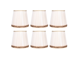 2026 6 Peças Lâmpada Tela Malha Clip On Lampshade Bege Borda Dourada para Candelabro Teto E14