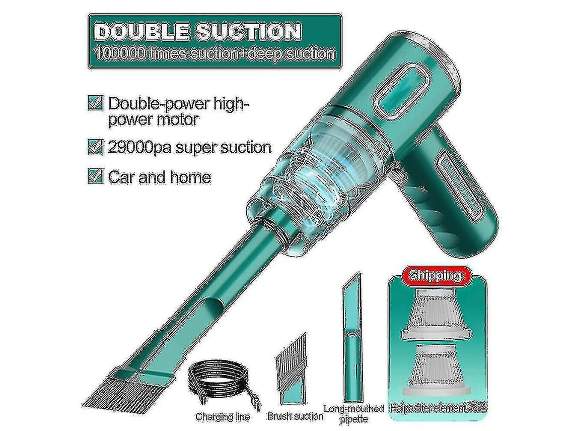 Lurelia Aspirador Portátil Sem Fios Para Carro, 29000 Pa, 120 W, 2000 Mah, 18000 Rpm, Usb, Seco/húmido, Preto