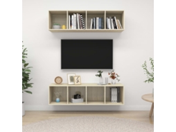 Vidaxl Armários De Parede P/ Tv 2pcs Derivados Madeira Carvalho Sonoma
