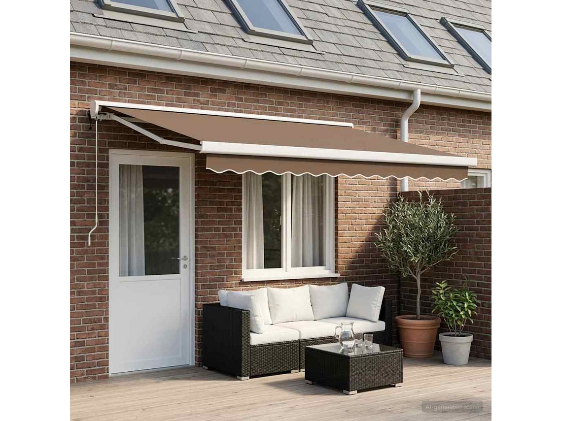Vidaxl Toldo Retrátil Cinzento-acastanhado 400 × 300 Cm Tecido E Metal