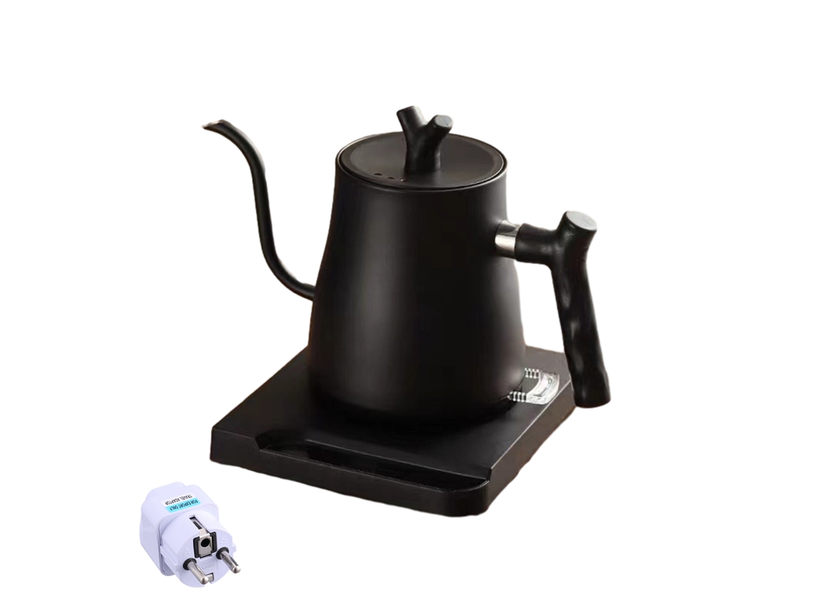 Chaleira elétrica portátil Slowmoose com bico reto/curvo e adaptador durável UE-Alemanha para ferver água.