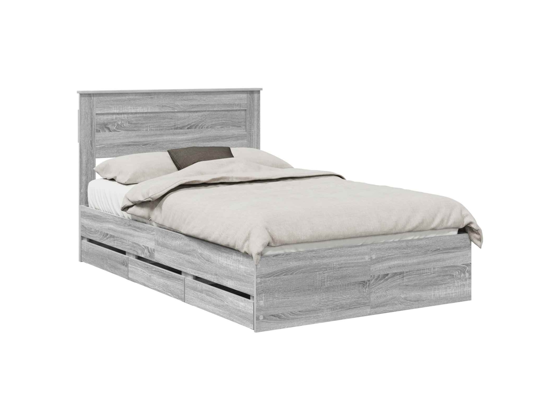 Estrutura de Cama com Gaveta Cinza Sonoma 120x190cm MAISON EXCLUSIVE