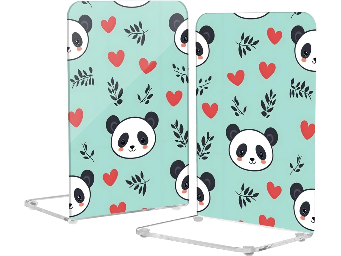 Suporte Para Livros Em Acrílico Verde Com Estampa De Panda Fofo E Dupla Face Ideal Escritório Ou Casa, Também Serve Para