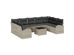 Conjunto 10 Conjunto De Sofá De Jardim Vidaxl Cinzento-claro Vime Pe (289 X 179 X 85 Cm)