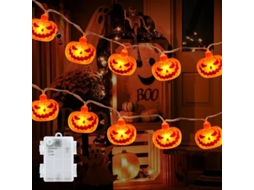 Luzes de abóbora de Halloween 3m 20 LED impermeáveis externas com bateria operadas | S/MARCA