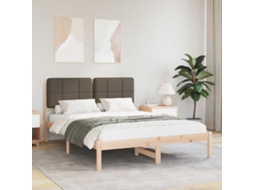 Vidaxl Estrutura De Cama Com Cabeceira Estofada Cinzento-acastanhado