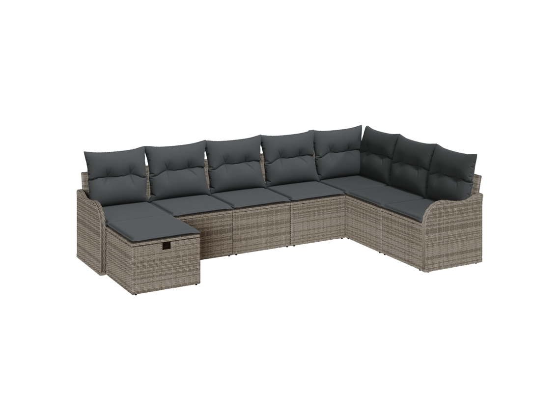 Conjunto 8 Conjunto De Sofá De Jardim Vidaxl Cinzento Vime Pe (287,5 X 177,5 X 85 Cm)
