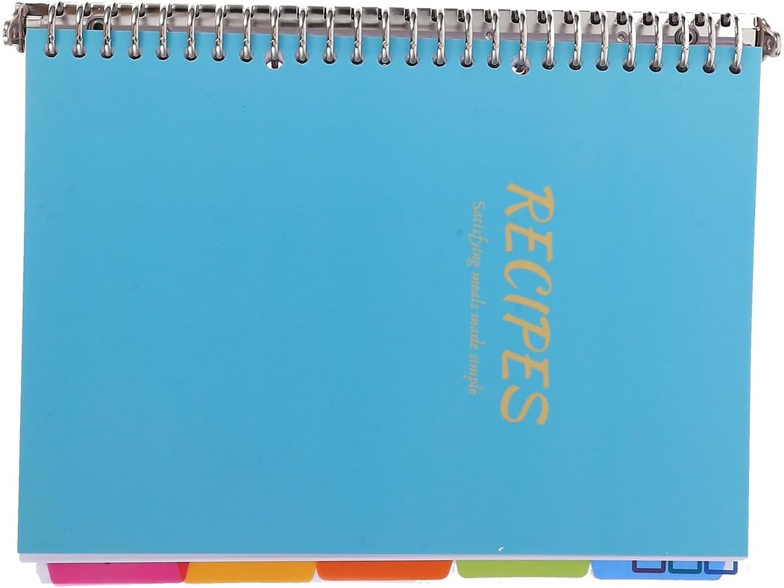 Caderno de Receitas Alipis com Argolas, Páginas Frente e Verso, Planejador Cardápio Reutilizável, Formato Azul