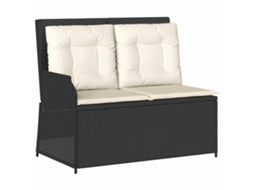 Conjunto 1 Banco De Jardim Vidaxl Preto Vime Pe (110 X 67 X 95 Cm)