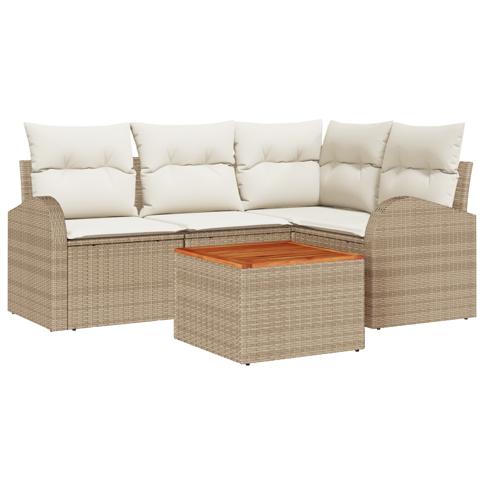 Conjunto 5 Conjunto De Sofá De Jardim Vidaxl Bege Vime Pe (55 X 55 X 37 Cm)