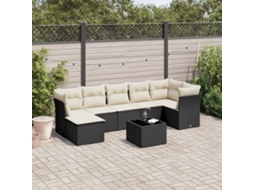 Vidaxl 8 Pcs Conjunto Sofás De Jardim Com Almofadões Vime Pe Preto
