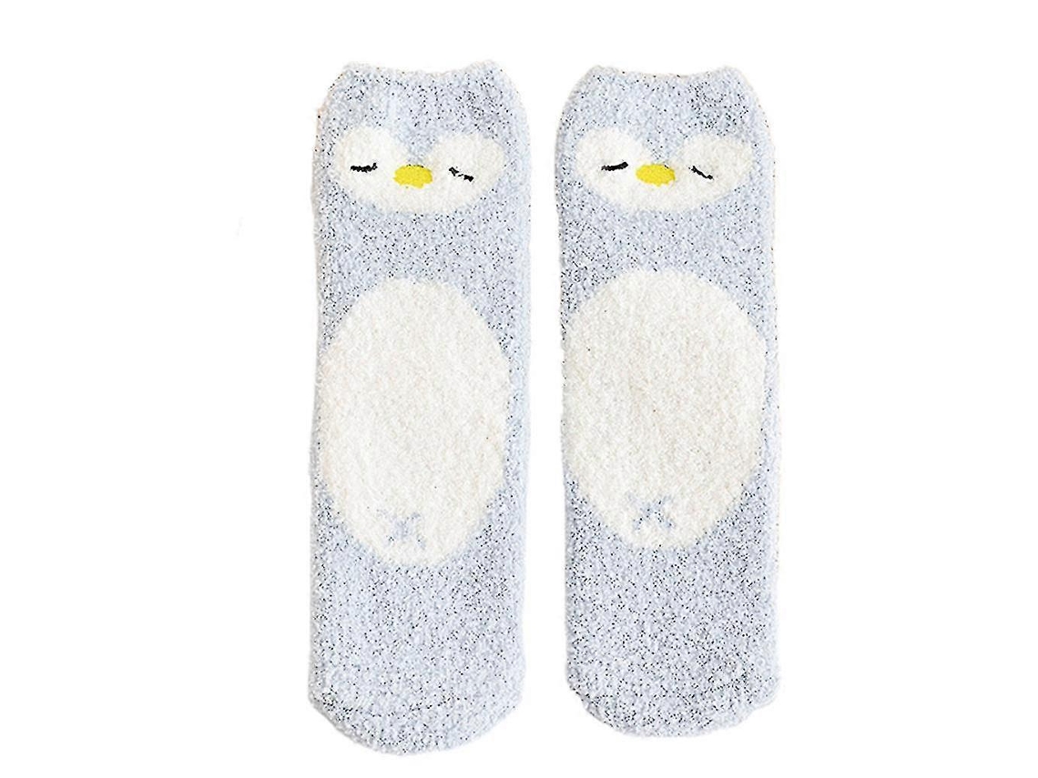 Sóculos Femininos Pijama Inverno Animais Cartoon Fofos Veludo Coral Quente