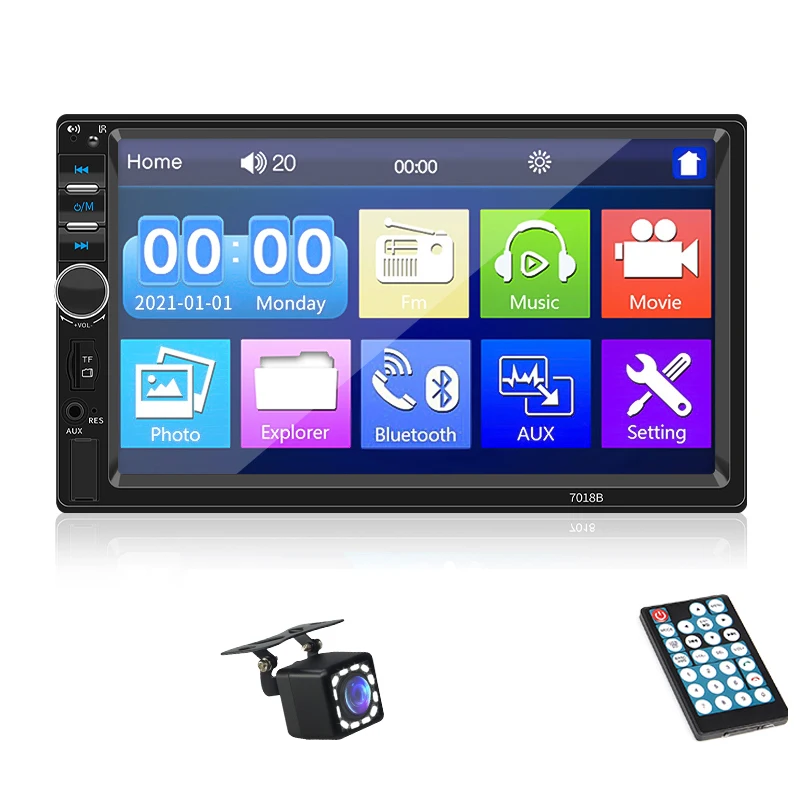 Rádio Automotivo 2 Din De 7 Polegadas Com Mp5, Tela Sensível Ao Toque, Fm, Aux, Usb, Bluetooth, Mirrorlink E 12 Câmeras Led.