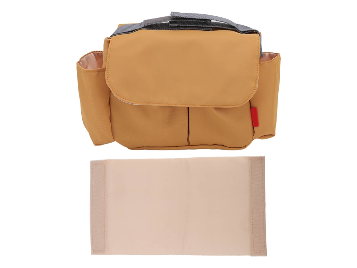 Organizador multifuncional impermeável para carrinho de bebê em nylon, com grande capacidade, amarelo.