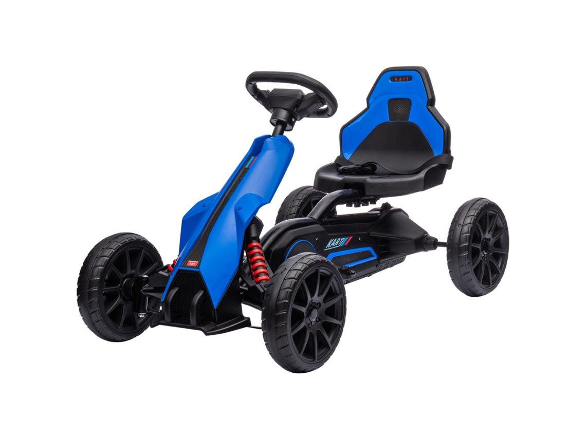 Go Kart Elétrico Para Crianças A Bateria 12v Velocidade Ajustável 3-5 Km/h E Cinto De Segurança 100x58x58,5 Cm Azul