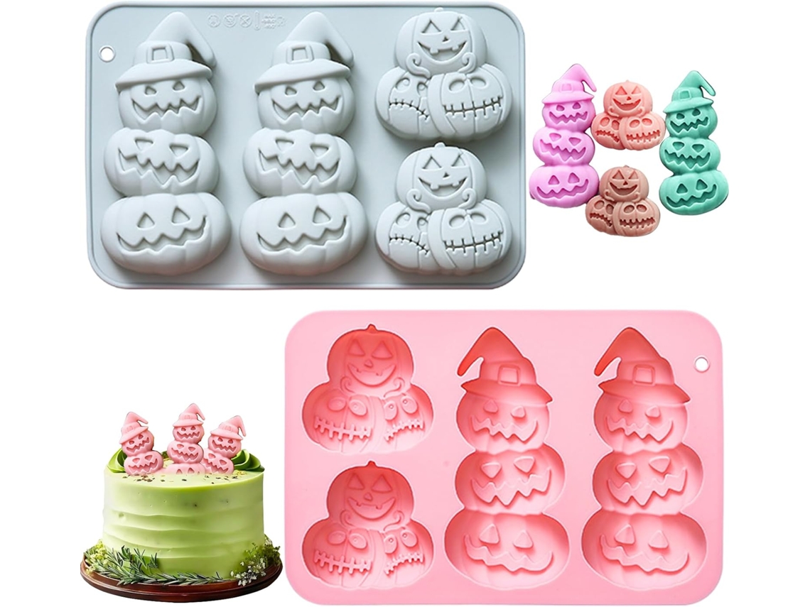 Molde De Silicone De 2 Peças Cupcakes 3d De Halloween