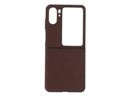 Capa LAXISCREED Flip Oppo Find N2 Marrom Fibra de Carbono