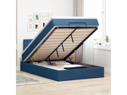 Vidaxl Cama Otomana Com Colchão Leds 120x190cm Tecido Azul