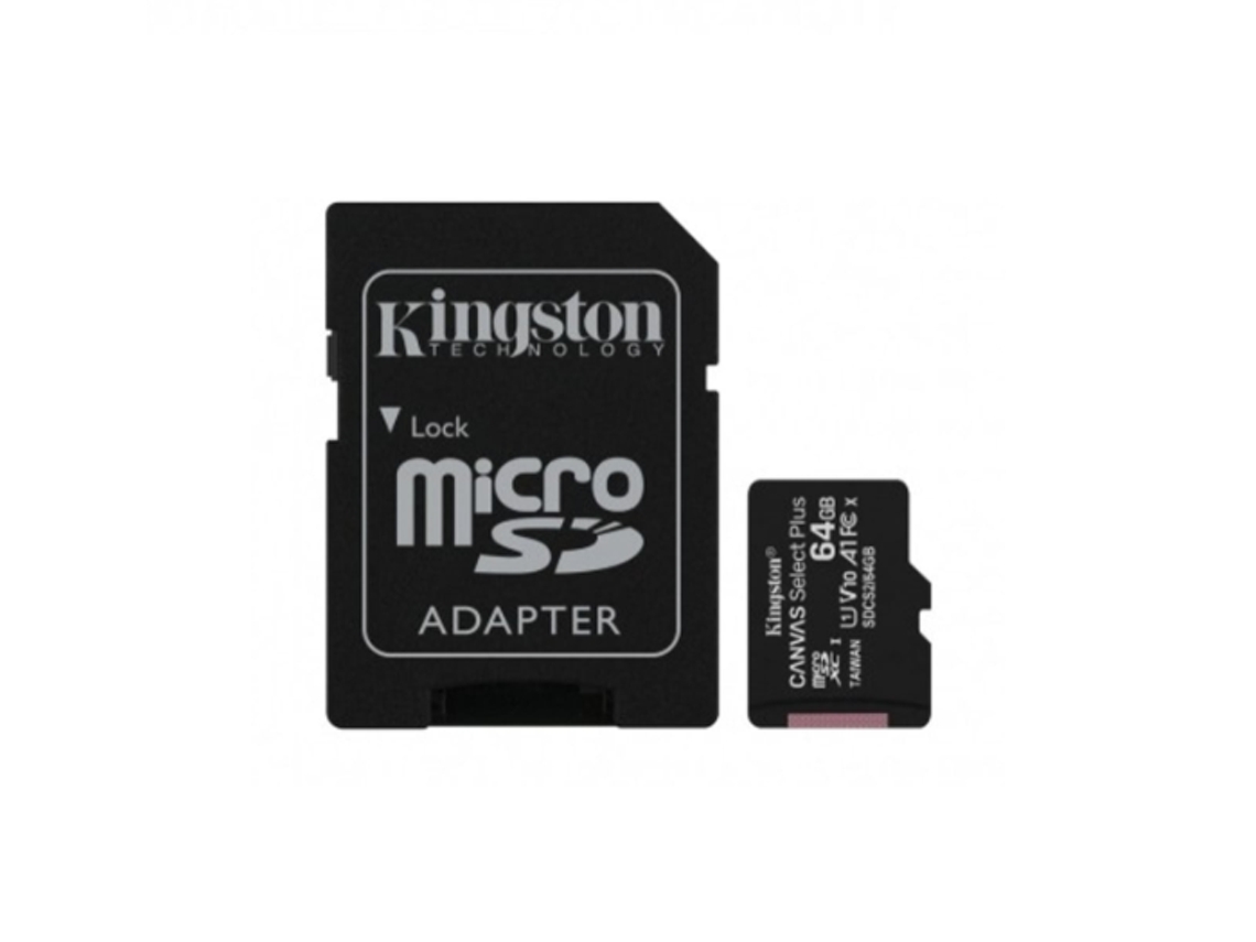 Cartão De Memória Microsd 64gb Adaptador | Velocidade 100mb/s | Classe 10 Uhs I | Full Hd Kingston Sd005 Preto
