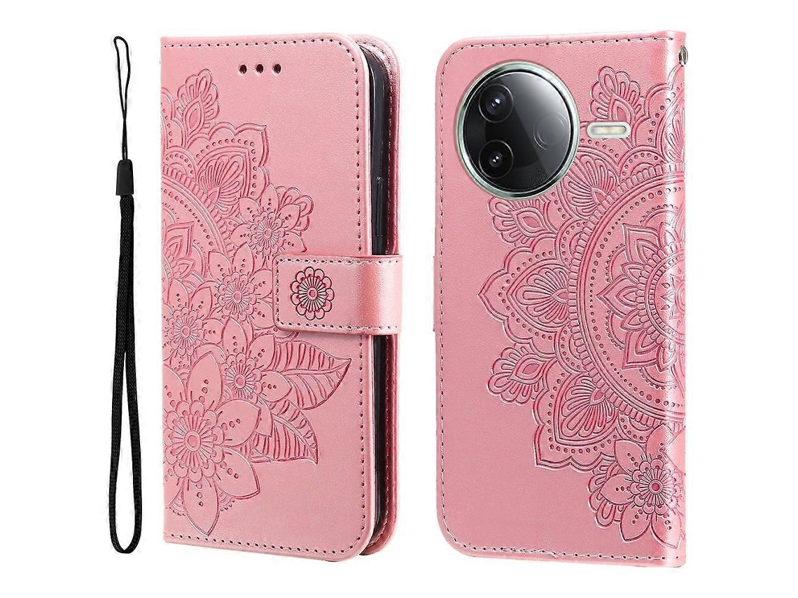 Capa De Couro Para Celular Com Estampa De Flores De Sete Pétalas