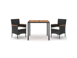 Garden Dining Set, Garden Dining Sets Vidaxl Preto Rattan / Vime (90 Cm Table Length)