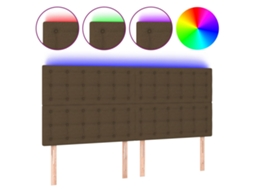 Cabeceira de Cama com Led Tecido Castanho MAISON EXCLUSIVE (200x5x118 cm)