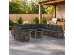 Vidaxl Conjunto De Sofá De Jardim 12 Unid. Cinza E Cinza Escuro