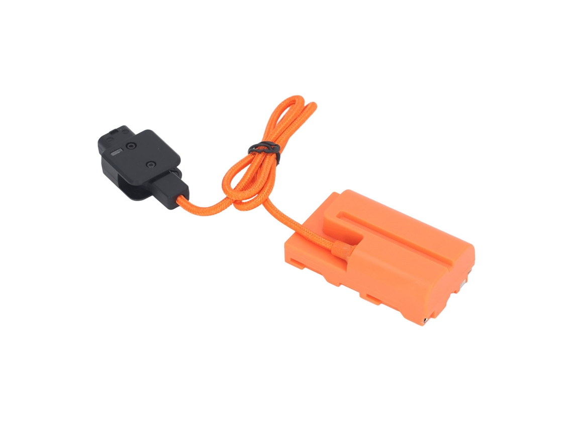 Bateria fictícia, conector D para NP F550 F570 F970, conector DC para câmera, monitor, luz LED, fonte de alimentação contínua.