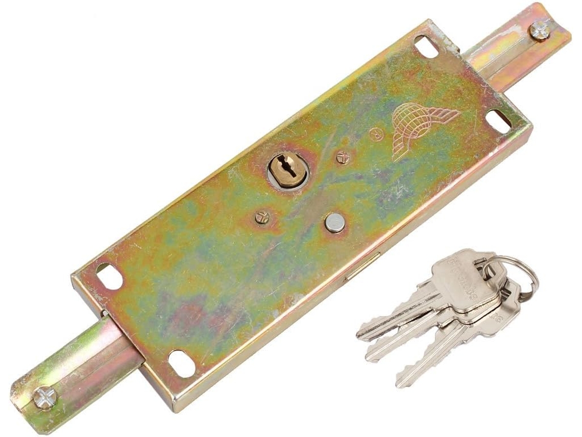 Fechadura de Porta Enrolar com Rolamento 232 Mm Comprimento, Tom Bronze, 3 Chaves CHABERLU