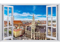 Adesivo de parede com efeito 3D e paisagem para quarto e sala de estar, 80x120cm
